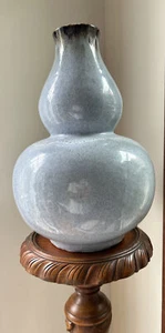 Vintage Large Double Gourd Glazed Ceramic Pottery Vase  14 " - Picture 1 of 12