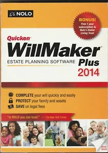 Quicken WillMaker Plus 2014 by Nolo ~ Windows XP/Vista/7/8 ~ CD-ROM - Picture 1 of 6