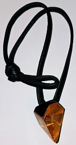 MONIES ORANGE ACRYLIC FAUX CRYSTAL GEMSTONE LEATHER NECKLACE - Picture 1 of 9