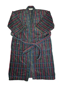 VTG Norm Thompson Belted Bath Robe Colorful Grid Thick Terry Cloth Men’s Regular - Picture 1 of 10