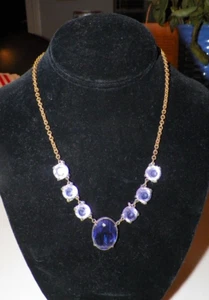 VTG VICTORIAN OPEN BACK PURPLE RHINESTONE NECKLACE 18" - Imagen 1 de 10