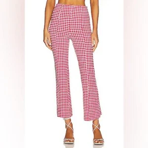 NWT GANNI Seersucker Love Potion Gingham Cropped Flare Pants 20 US - Picture 1 of 9