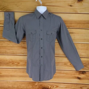 Chef Works Long Sleeve Button Up Shirt Mens Size S Gray Pockets Uniform Workwear - Picture 1 of 7
