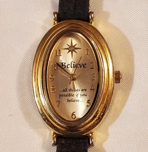 Believe Womens Watch Diamond Accent Gold Tone Inspirational NEW Battery Vtg Avon - Picture 1 of 4