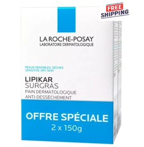 2 PACK - La Roche Posay Lipikar Surgras Cleansing Soap Bar 150g EXP  09/2027 - Picture 1 of 5