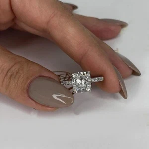 Anillo de compromiso platino 3,30 quilates IGI GIA laboratorio creado diamante talla cojín - Imagen 1 de 10
