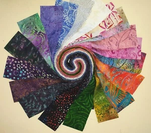 Batik 100% Cotton Fabric Quilter Jelly Roll 40 x 112cm x 6.35cm Rainbow Prism - Picture 1 of 3