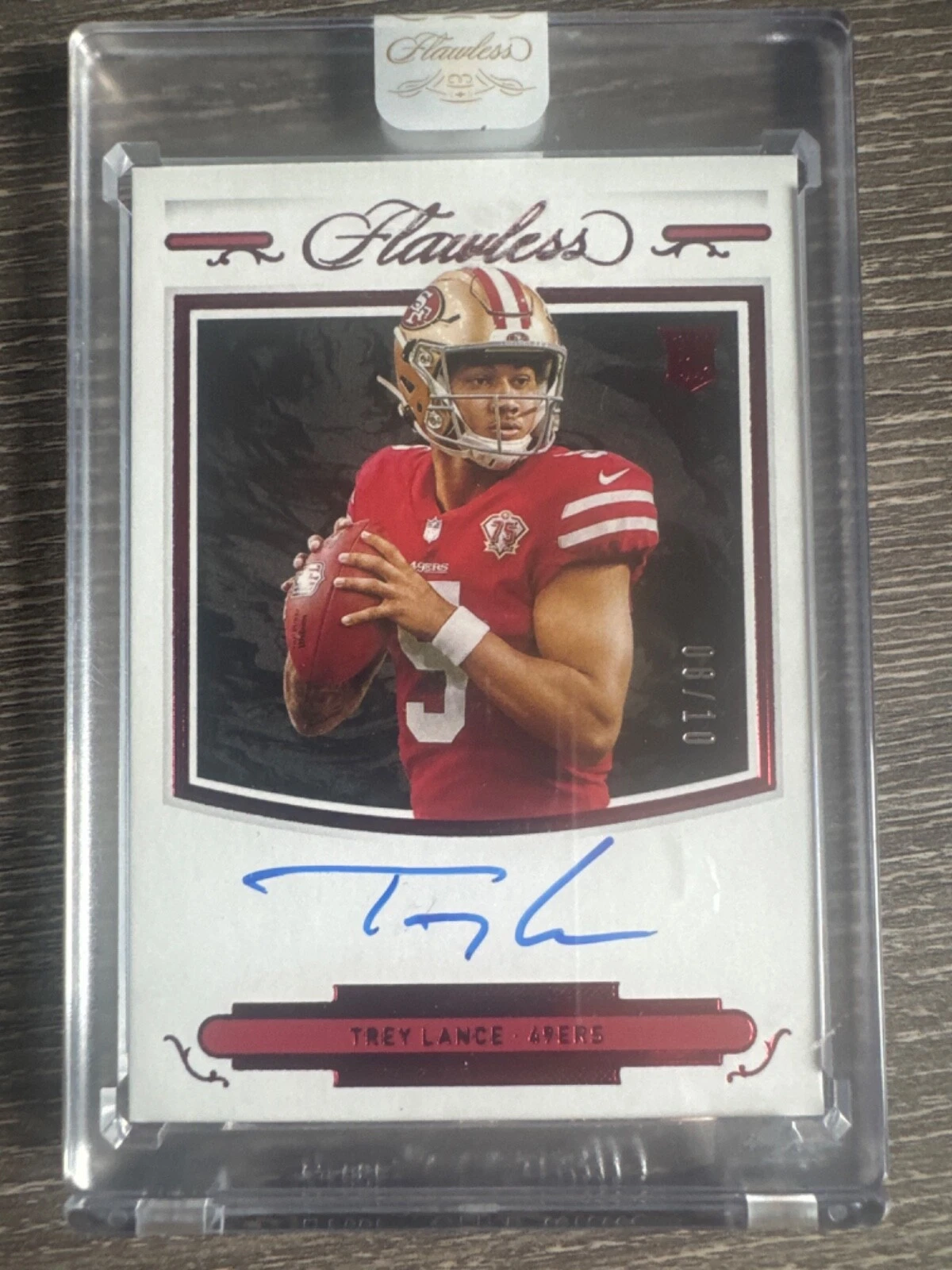 Trey Lance 2021 Flawless Rookie Shadow Signatures Ruby 8/10