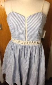 (J) City Studio blau-weiß gestreiftes Midikleid mit ungefüttertem Häkel Gr. 13 - Bild 1 von 11