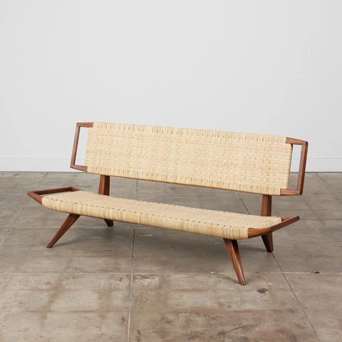Cane Bench by Paul Laszlo for Glenn of California 1950s, Rare museum grade Cover