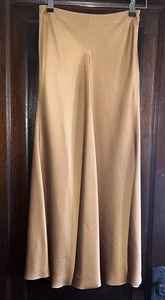 Club Monaco Ralph Lauren Skirt Fit Flare Satin Bronze Gold SZ 2 XS Midi - Picture 1 of 8