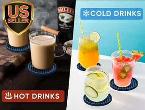 Coasters for Drinks 6 Pack Drink Coasters with Holder,Heat Resistant Silicone... - Picture 1 of 7