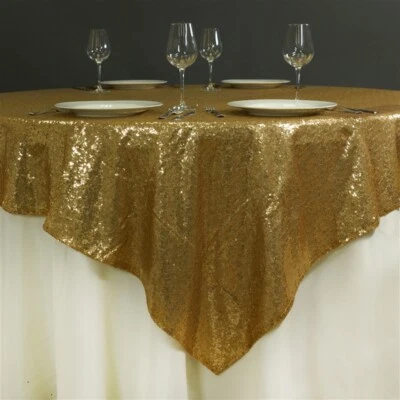 72" Square Sequined TABLE OVERLAY Designer Wedding Party Catering Event Linens - Image 1 of 3