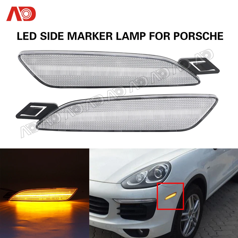 2 PIEZAS Para Porsche Panamera 2014-2016 LED Luz Marcadora Lateral Lámpara Lente Transparente Ámbar Foto 1 de 4