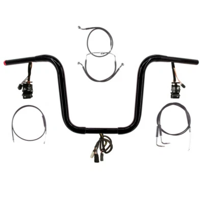Kit de barra estrecha precableada 2007 Harley-Davidson Road King con crucero 1 1/4" negro 12" Foto 1 de 2