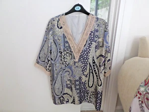 Beautiful Ladies Summer Top (size XXL) Blue With Lace Trim - Bild 1 von 2