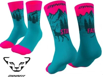 DYNAFIT stay fast graphic running socks breathable wicking anti odor mens 11-13 - Image 1 of 4