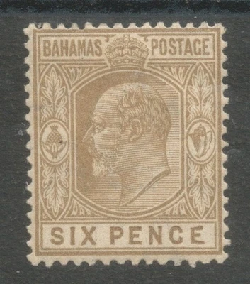 BAHAMAS SG74a 1911 6d BISTRE-BROWN WITH MALFORMED E  LMM c£275 - Image 1 of 2