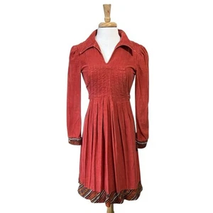 Jody T Of California 70s Corduroy Hippie Prairie Knee Length Dress size 9 - Picture 1 of 10