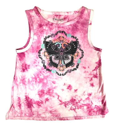 Mudd Tie Dye Butterfly Tank Top Pink Sleeveless T-Shirt Girls 14 - Image 1 of 4