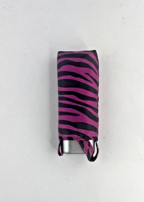 TOTES TRAVEL Folding UMBRELLA Black and Purple/Pink Stripes - Imagem 1 de 4