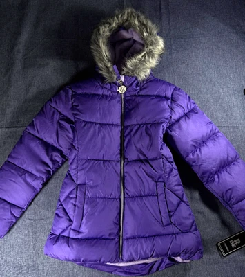 Rothschild 1881 Girls Purple Puffy Fur Hooded Winter Ski Snow Coat 14 NWT - Image 1 of 4