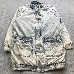 Vintage 80s East West Panda Group Paisley Lined Denim Oversize Jacket Women Blue - Picture 1 of 18