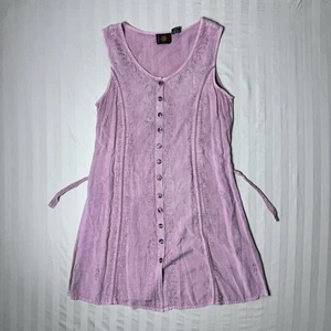 Vestido Raya Sun para mujer talla grande bordado sin mangas botón delantero rosa polvoriento - Imagen 1 de 14
