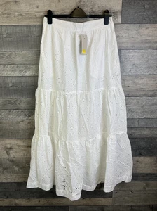 Boden Maxi Skirt Size UK 14 White Hazel Broderie Long Cotton Summer Holiday - Picture 1 of 14
