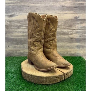 Coconuts Women - Size 8M - Tan Soft Faux Leather Cowboy Boots Legend - Picture 1 of 11