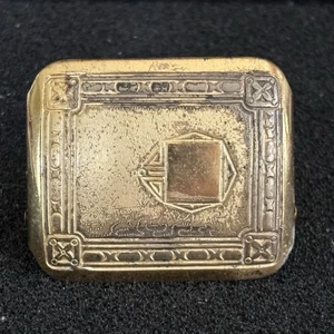 Antica fibbia per cintura in argento nichelato frontale oro pat. 26 maggio 1925 Art Decò 24g - Foto 1 di 9