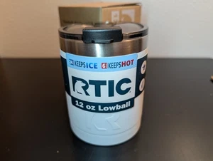 NIB RTIC 12 Oz Lowball White Stainless Steel Hot/Cold Insulated Tumbler W/ Lid - Picture 1 of 11