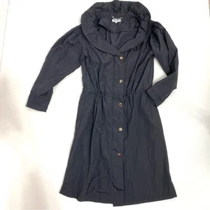 Opening Ceremony Ruffle Collar Black Longline Rain Coat XS - Picture 1 of 12