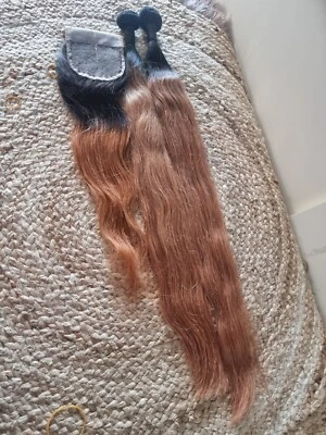 12A BRAZILIAN 2TONE OMBRE ROOT 1b/30# 28+30 AND 20INCH 4X4 CLOSURE STRAIGHT 250g - Imagem 1 de 4