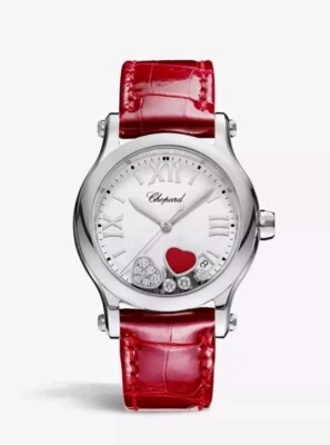 Reloj Chopard Happy Sport Hearts Diamante 36mm Damas Esfera Blanca Nuevo 278582 Foto 1 de 4