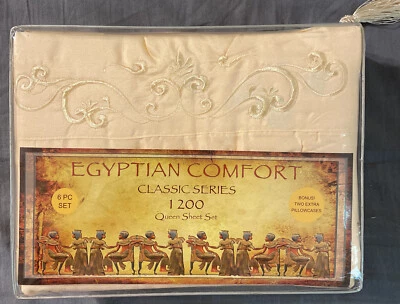 New Egyptian Comfort Classic Series 1200 Queen Sheet Set 6 PC Cream Deep Pocket - Image 1 of 4