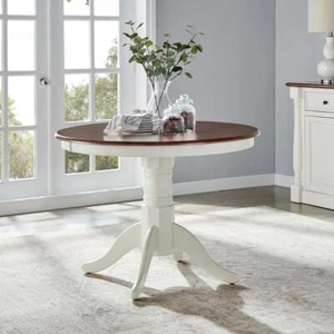 Shelby Round Dining Table Distressed White - Picture 1 of 7