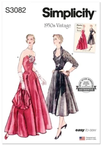 Precioso Vestido de Noche Formal Vintage Años 50, Bolero Simplicidad Diseñador Patrón FF - Imagen 1 de 9