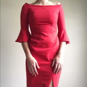 NWT ZARA RED OFF-SHOULDER-SHOULDER SHIFT DRESS TUBE 3894/032 - Picture 1 of 9