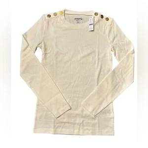 J. Crew Women’s Perfect-fit Long-sleeve crewneck T-Shirt lion buttons Size XS - Picture 1 of 6