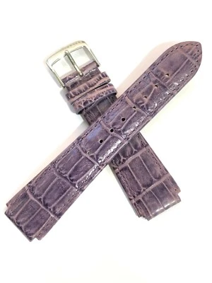 16mm Aqua Master Notched Purple Hand Made Leather Silver Buckle Watch Band Strap - Image 1 of 3