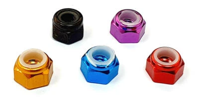 M4 4mm Alloy Aluminium RC Car Wheel Nylon Locking Lock Nuts 1/10 Scale