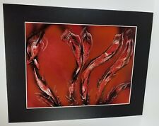 Abstract Art Original in Red Orange Colors by Artist Jason Girard with one mat.