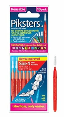 Piksters Size 4 Interdental Brushes Reusable Brushes, Red, 10pcs/Pk - Image 1 of 4