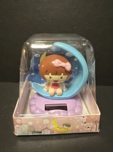Solar Powered Bobble head Dancing Toy - Little Girl In Blue Moon - Picture 1 of 1