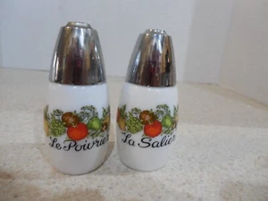 Vintage Gemco Milk Glass Salt & Pepper Shaker French Poivrier & La Saliere Prop - Picture 1 of 6