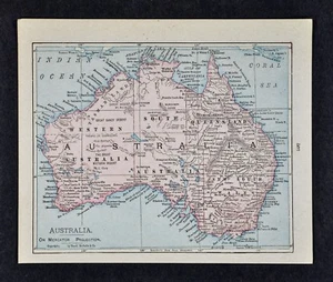 1917 McNally Map - Australia Sydney Melbourne Perth Brisbane Adelaide Botany Bay - Picture 1 of 1