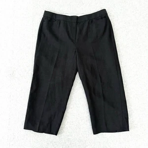 Talbots Linen Pants Womens 12 Petite Black Capri Culotte 21" Inseam Relax Resort - Picture 1 of 15