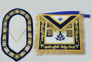 FREIMAURER PAST MASTER HANDSTICKSCHÜRZE und KETTENKRAGEN - Bild 1 von 4