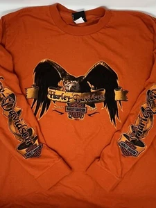 Vintage 2000s Harley Davidson Indonesia Eagle Orange Long Sleeve Shirt (L) - Bild 1 von 8